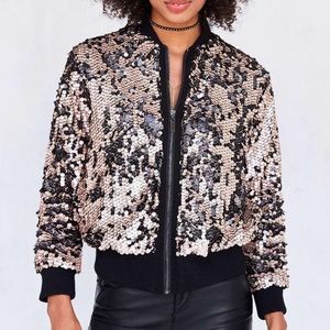 Silence + Noise Sequin Sequined Bomber Jacket!